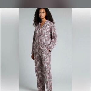 SKIMS Floral Pajama Set in Purple and Gray